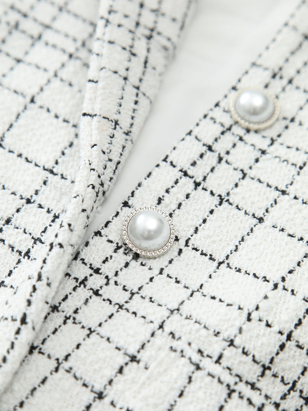 Robe Courte Sans Manches à Boutons en Perle à Imprimé Plaid