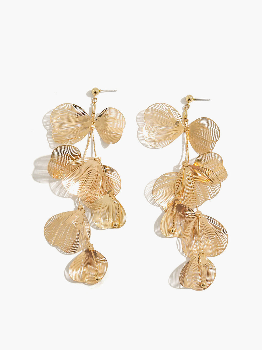 Boucles d'oreilles pendantes longues feuilles de Ginkgo