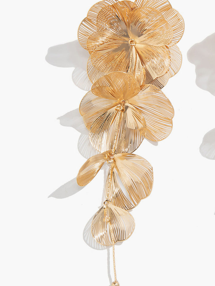 Boucles d'oreilles pendantes longues feuilles de Ginkgo
