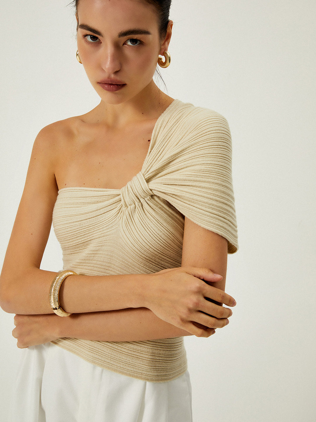 Haut En Tricot Dos Nu Asymétrique à Nouer