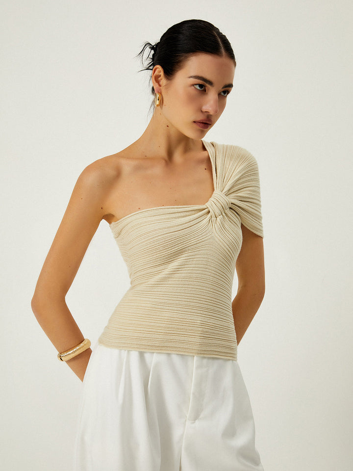 Haut En Tricot Dos Nu Asymétrique à Nouer