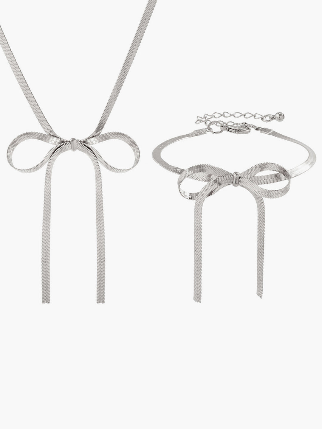 Ensemble Collier Bracelet à Pompon Nœud