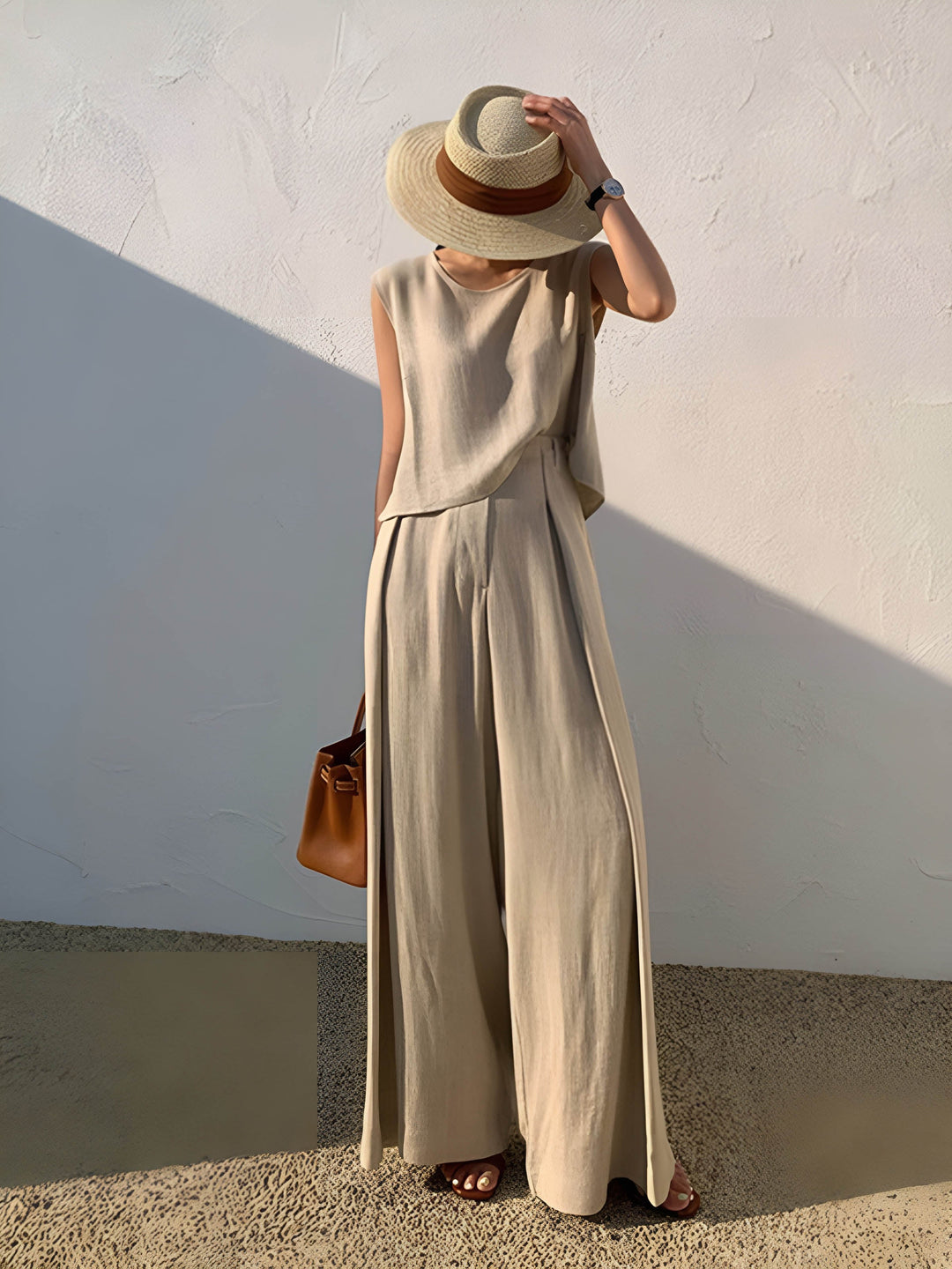 Ensemble Pantalon Casual en Mélange de Lin