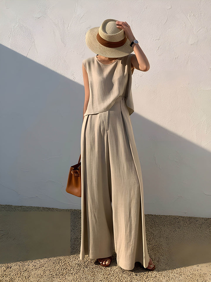Ensemble Pantalon Casual en Mélange de Lin