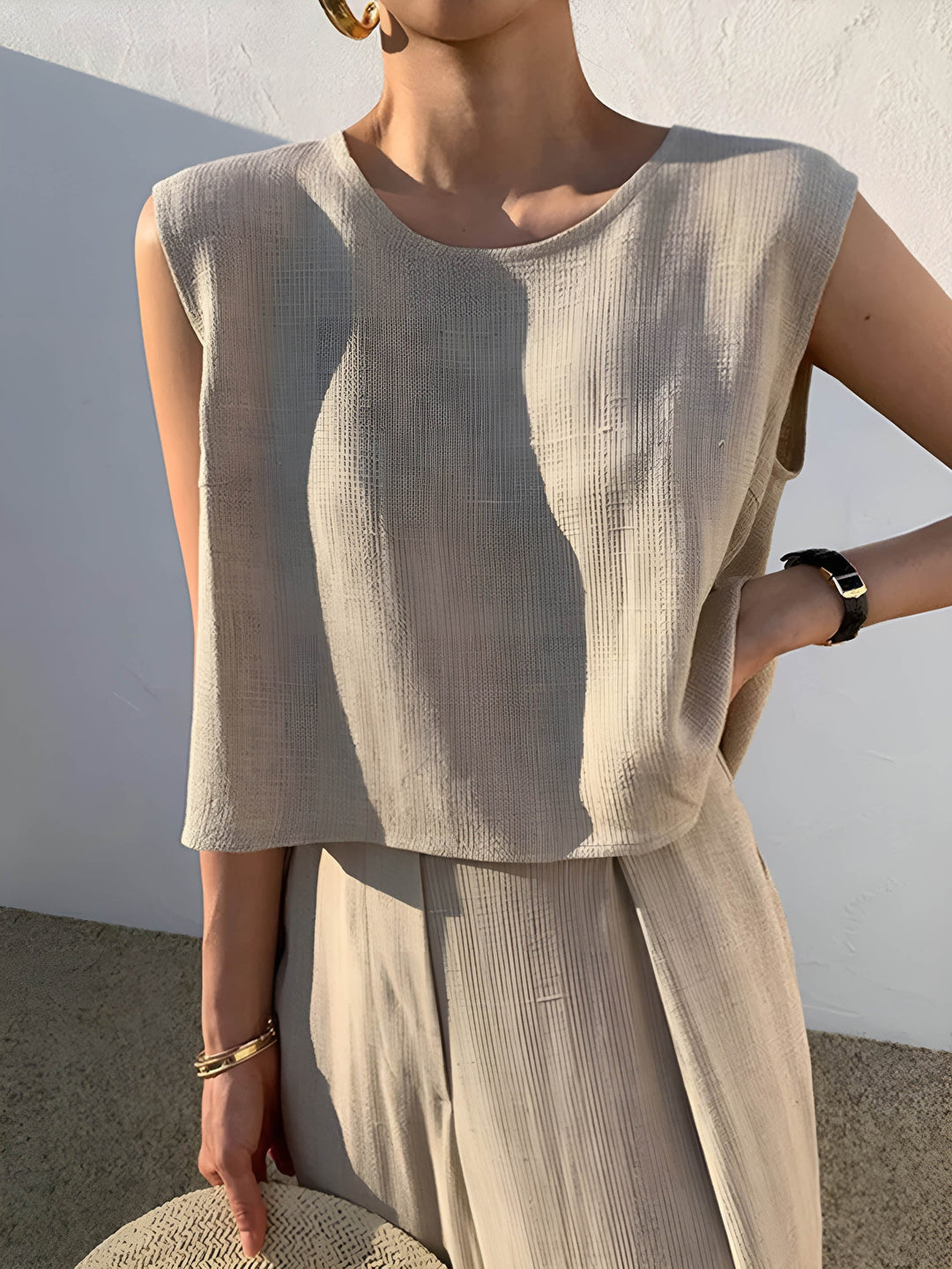 Ensemble Pantalon Casual en Mélange de Lin
