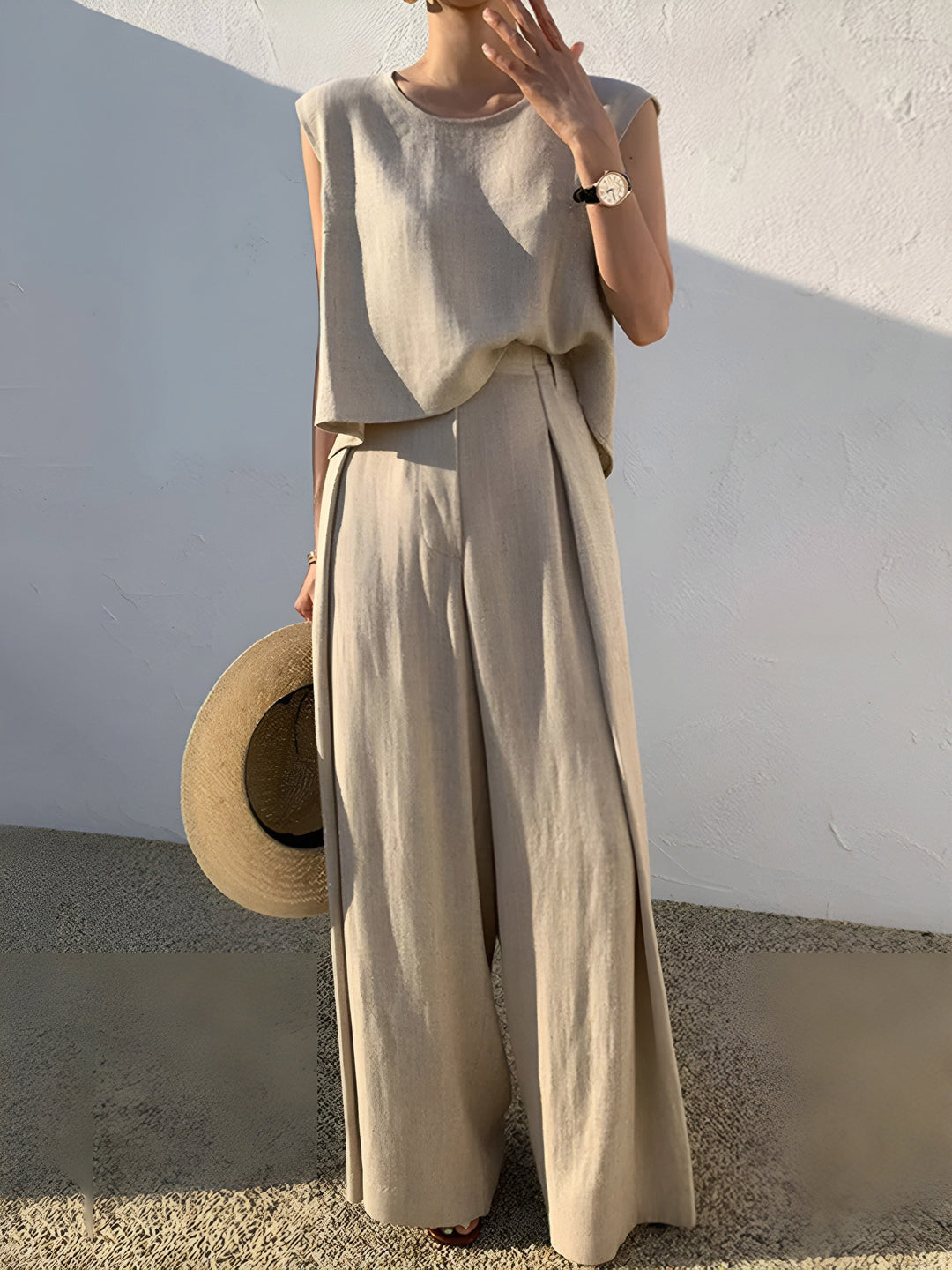 Ensemble Pantalon Casual en Mélange de Lin