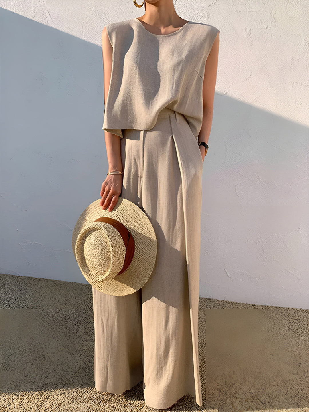 Ensemble Pantalon Casual en Mélange de Lin