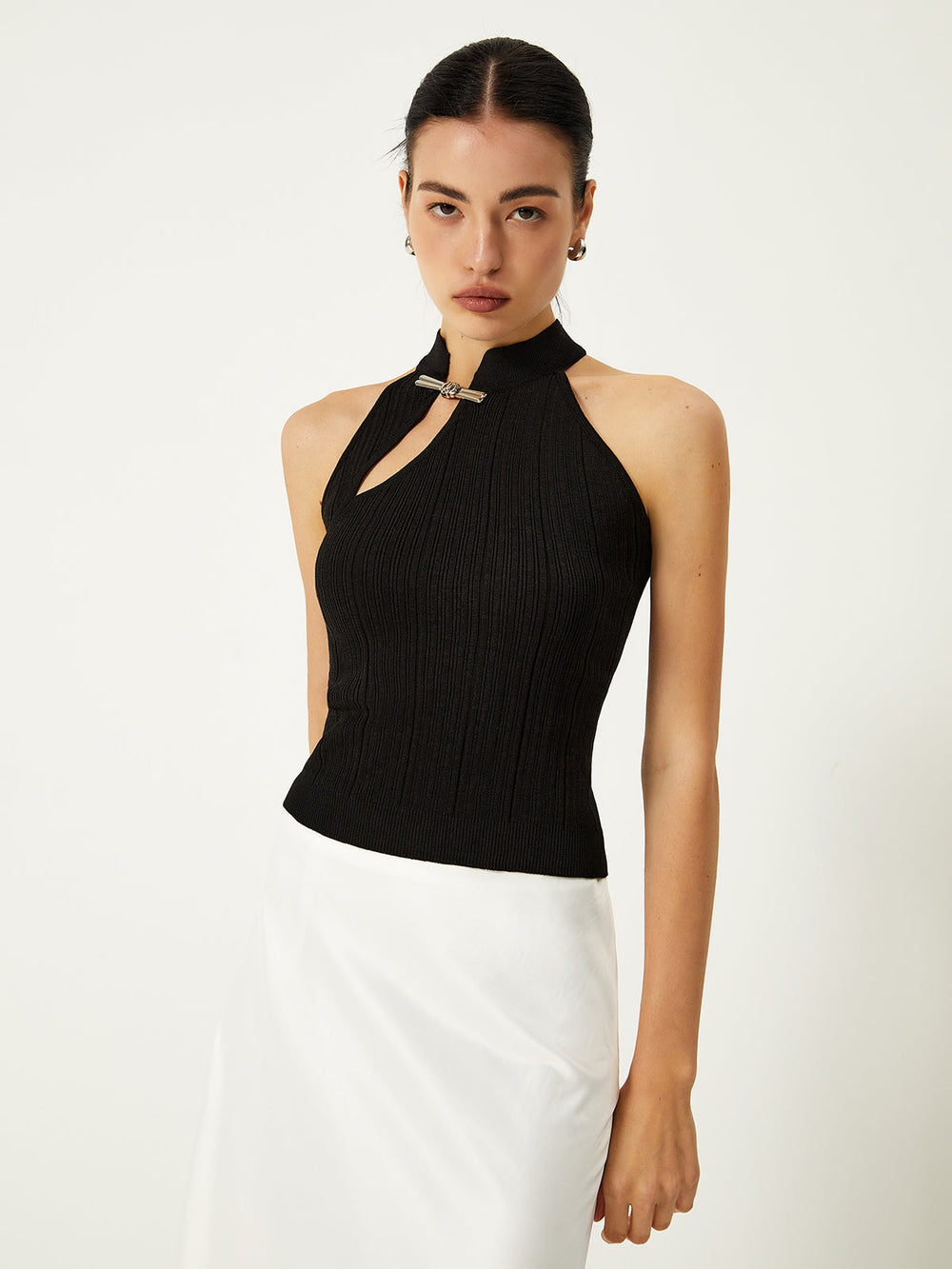Gilet Pull Asymétrique à Boutons