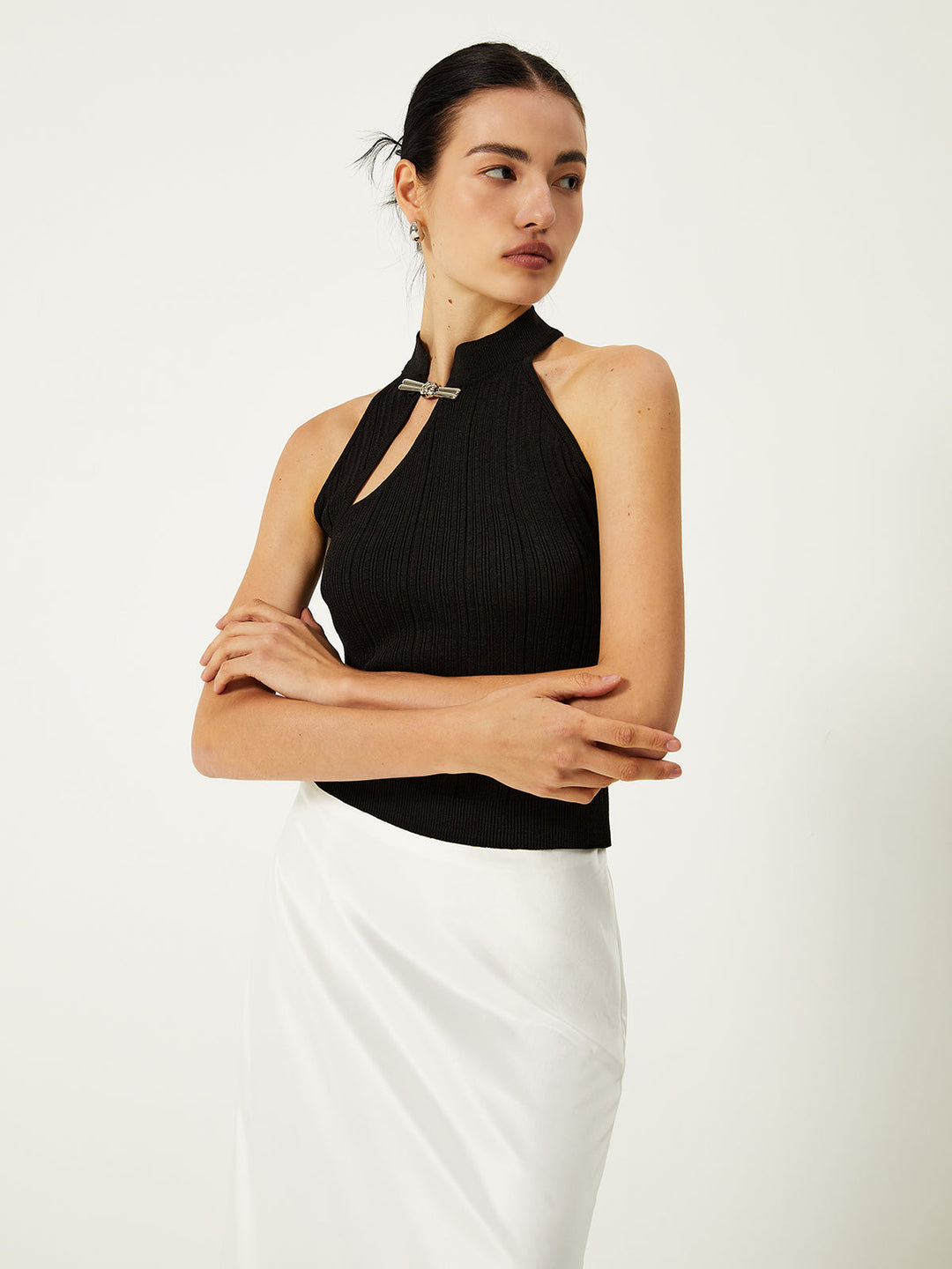 Gilet Pull Asymétrique à Boutons