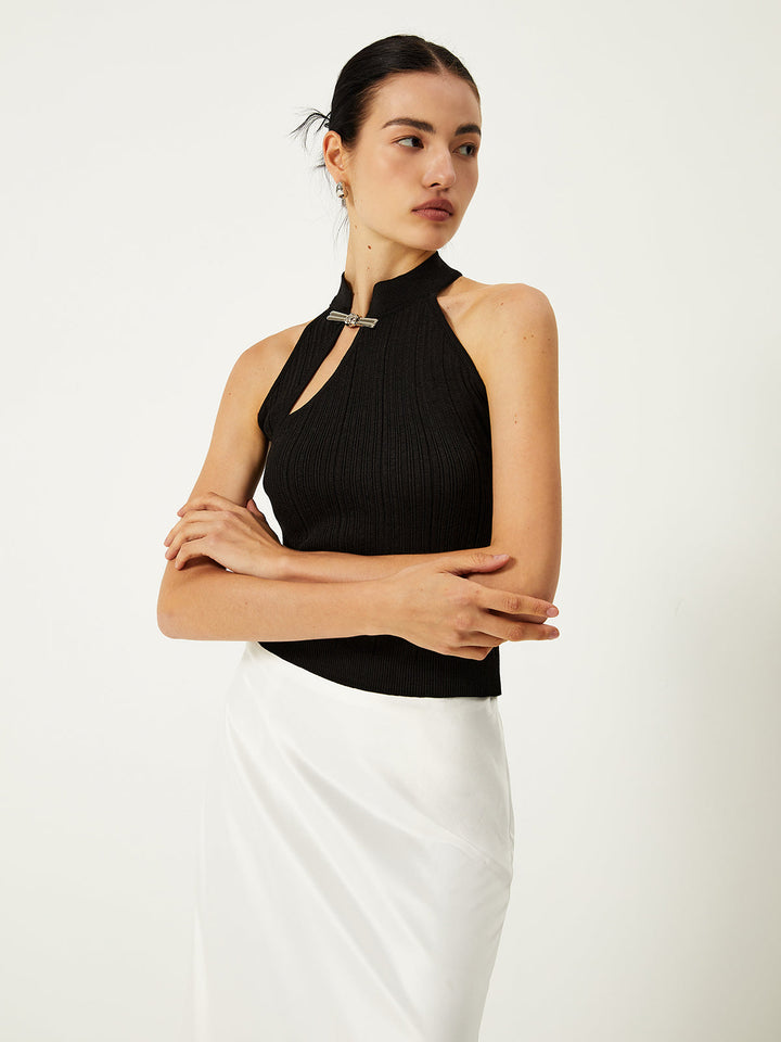 Gilet Pull Asymétrique à Boutons