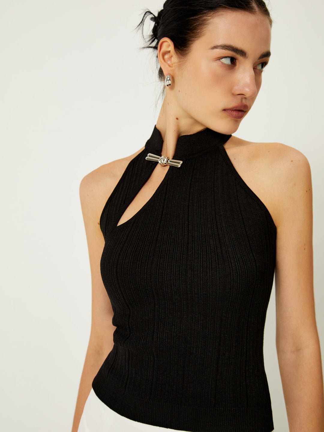 Gilet Pull Asymétrique à Boutons