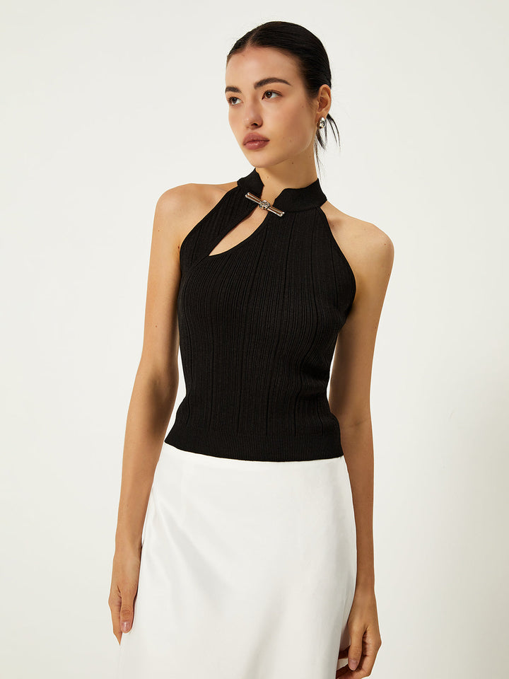Gilet Pull Asymétrique à Boutons