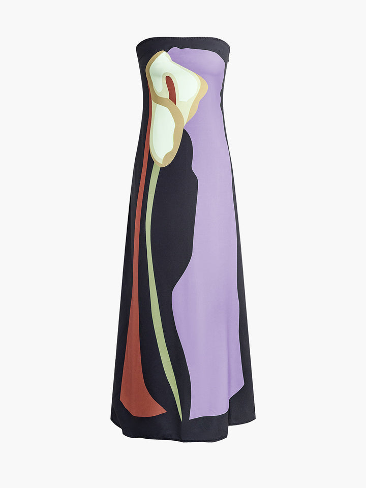 Grande Robe Longue Bande Fleurie fendue