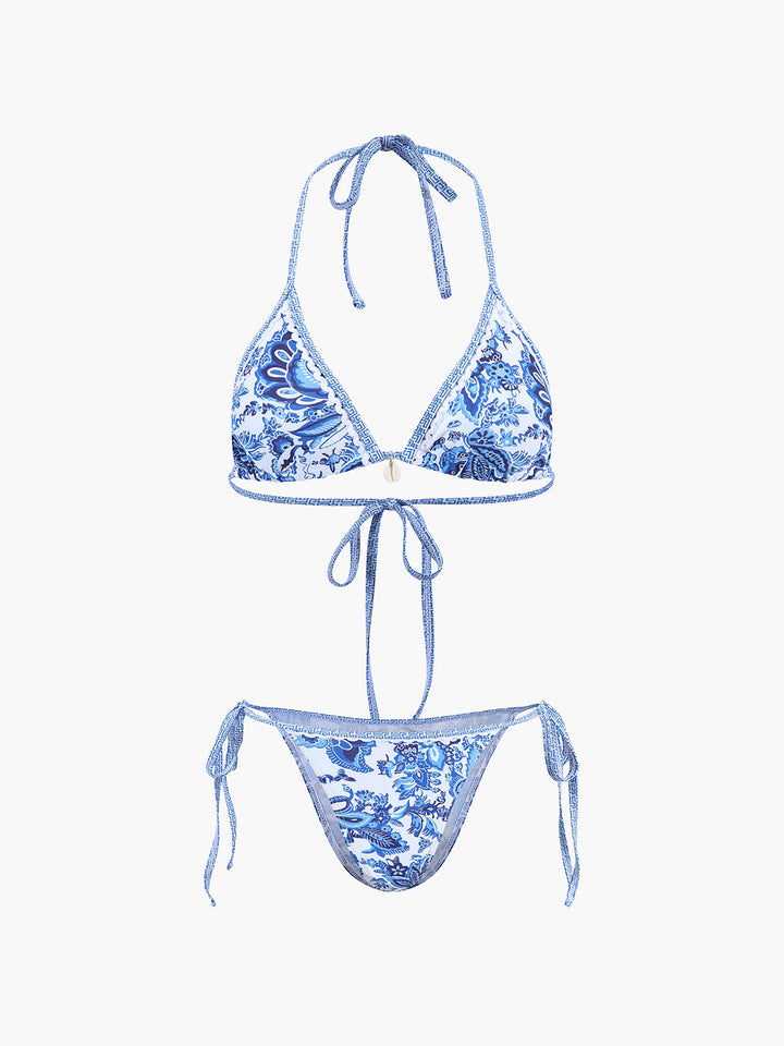 Ensemble Bikini Noué à Manches Habillées Imprimé
