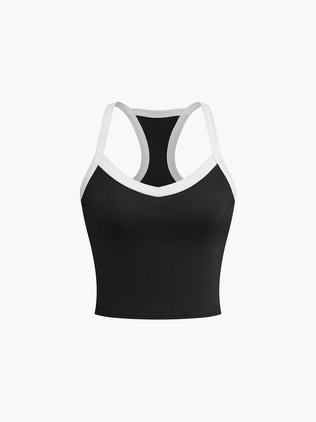 Haut Camisole à Col en Cœur Contrastant