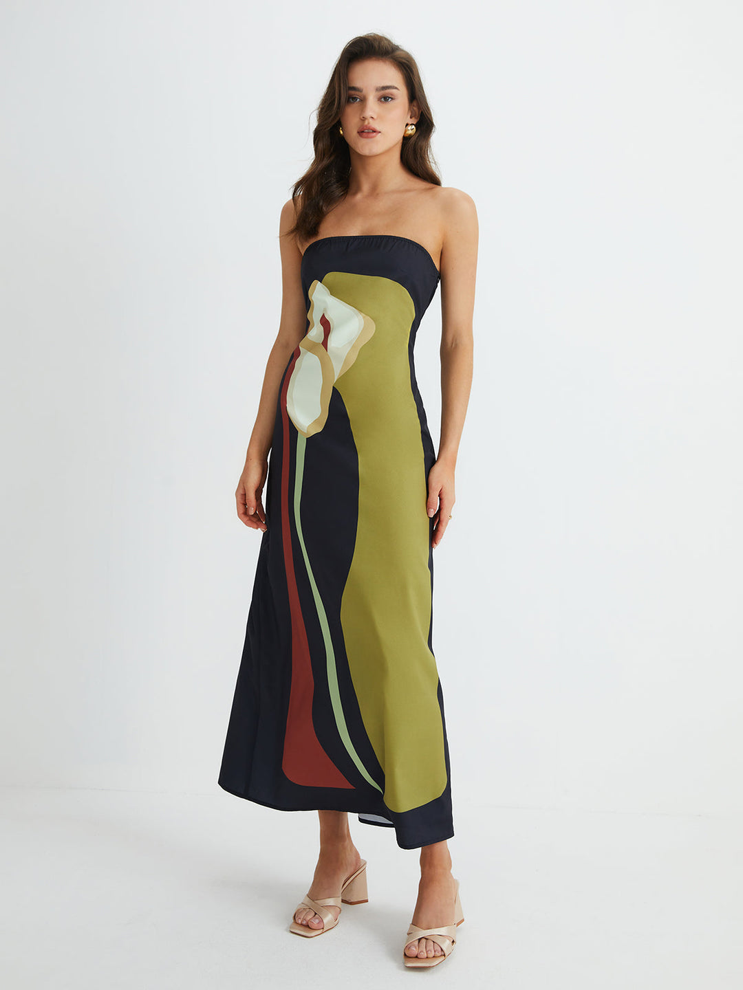 Grande Robe Longue Bande Fleurie fendue