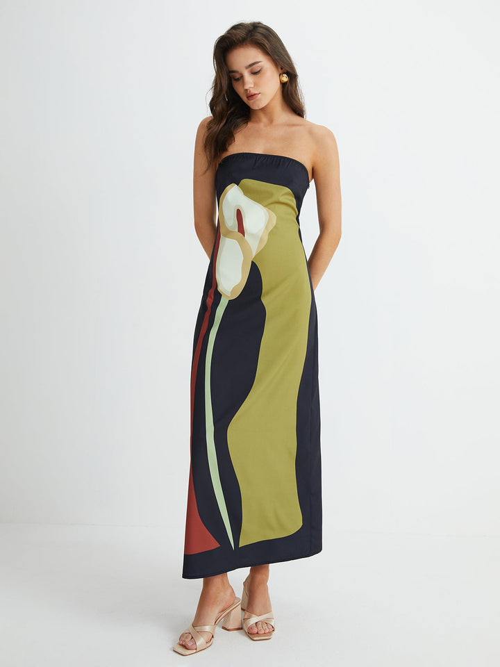 Grande Robe Longue Bande Fleurie fendue