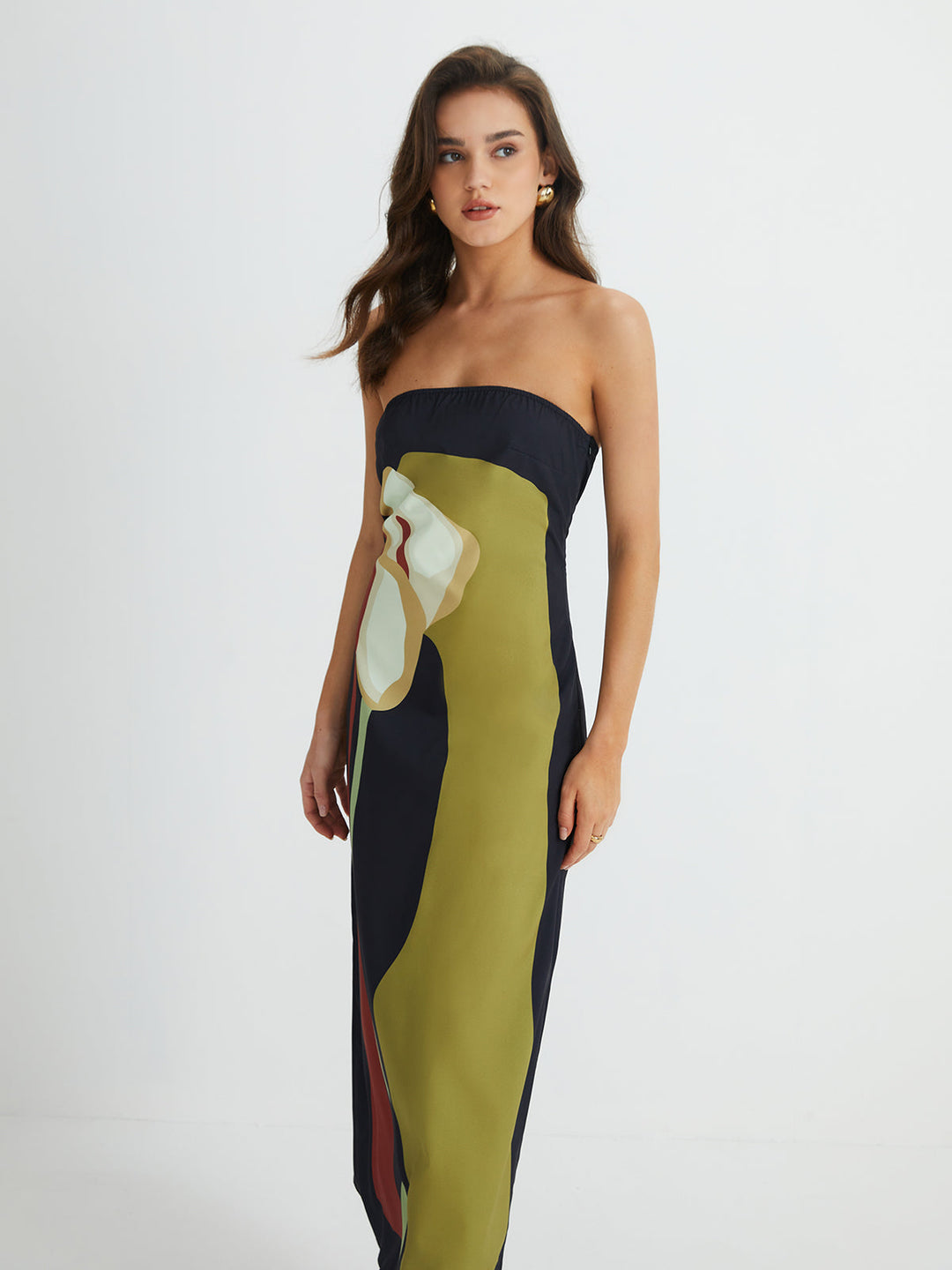 Grande Robe Longue Bande Fleurie fendue