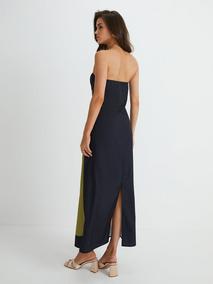 Grande Robe Longue Bande Fleurie fendue