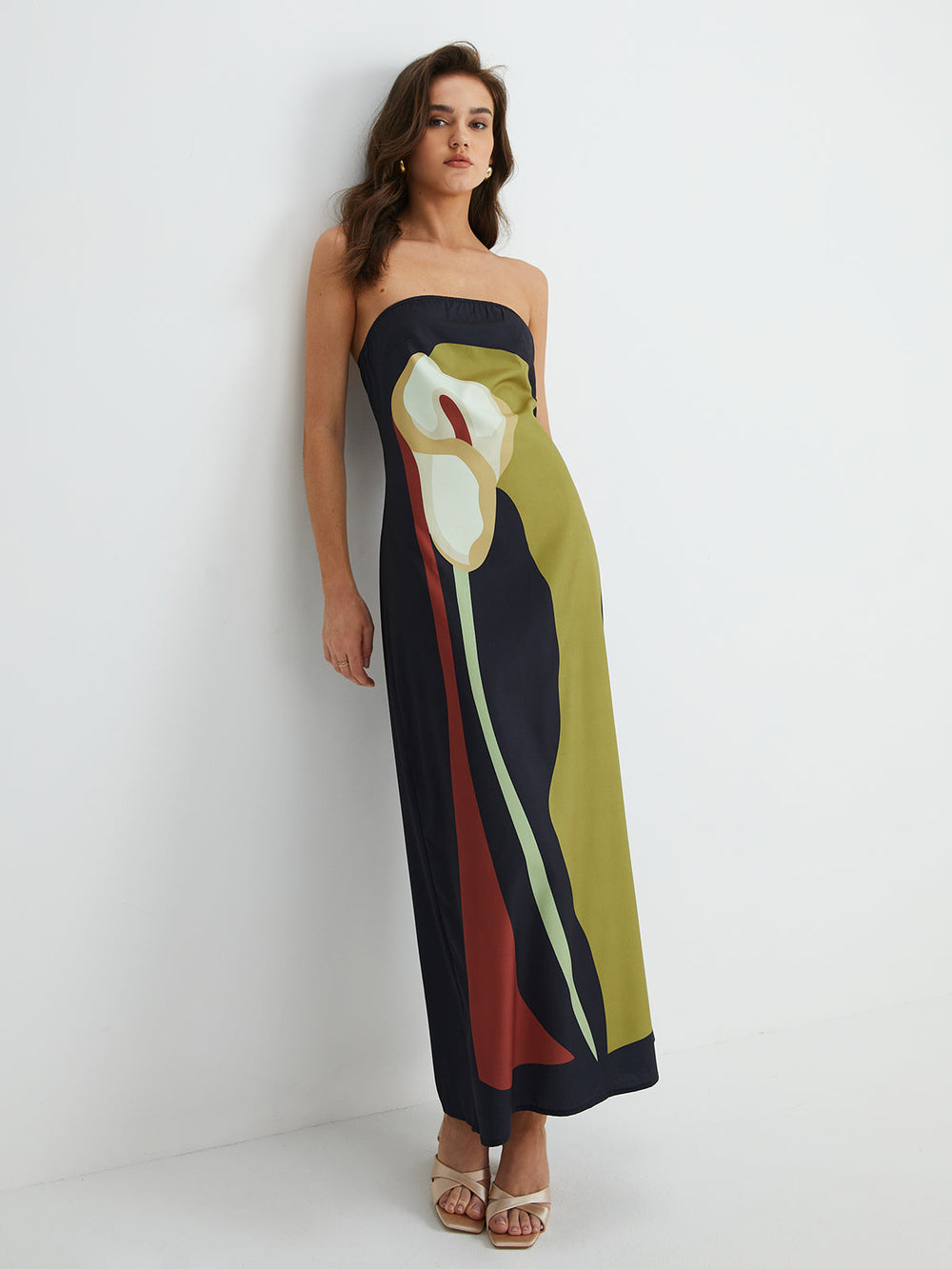 Grande Robe Longue Bande Fleurie fendue