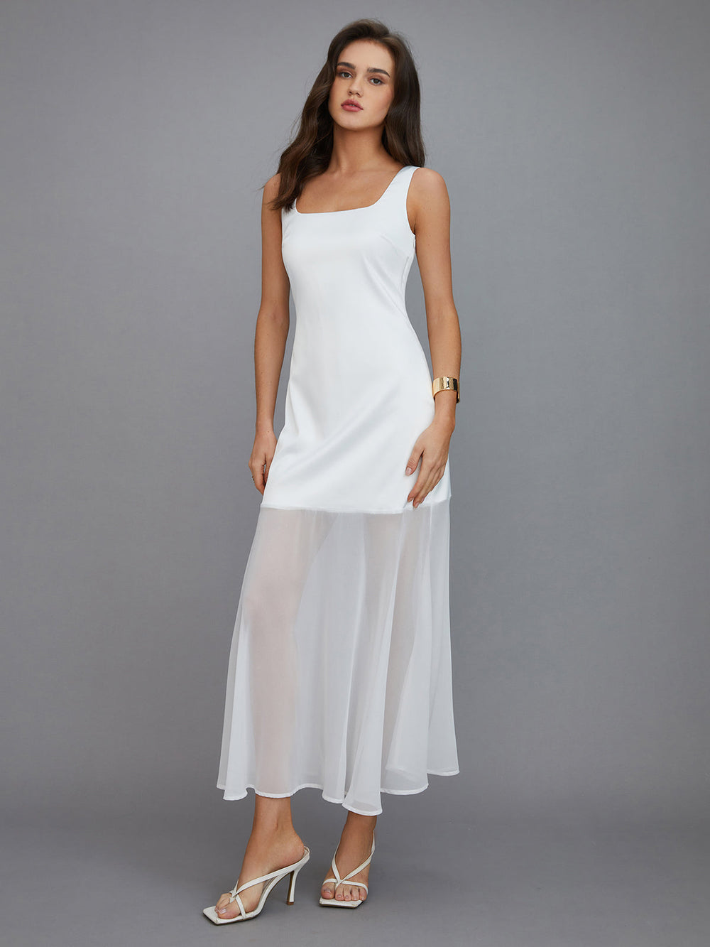 Robe Longue à Superposition Transparente