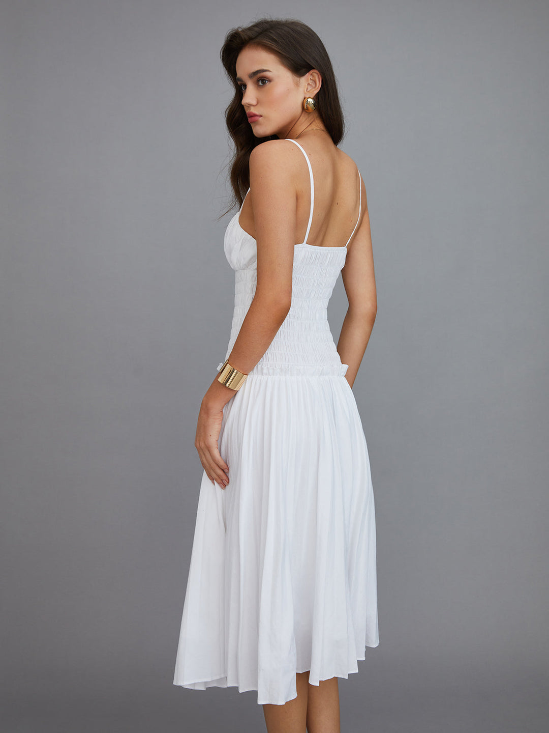 Robe Mi-longue à Découpe à Volants et Cravate