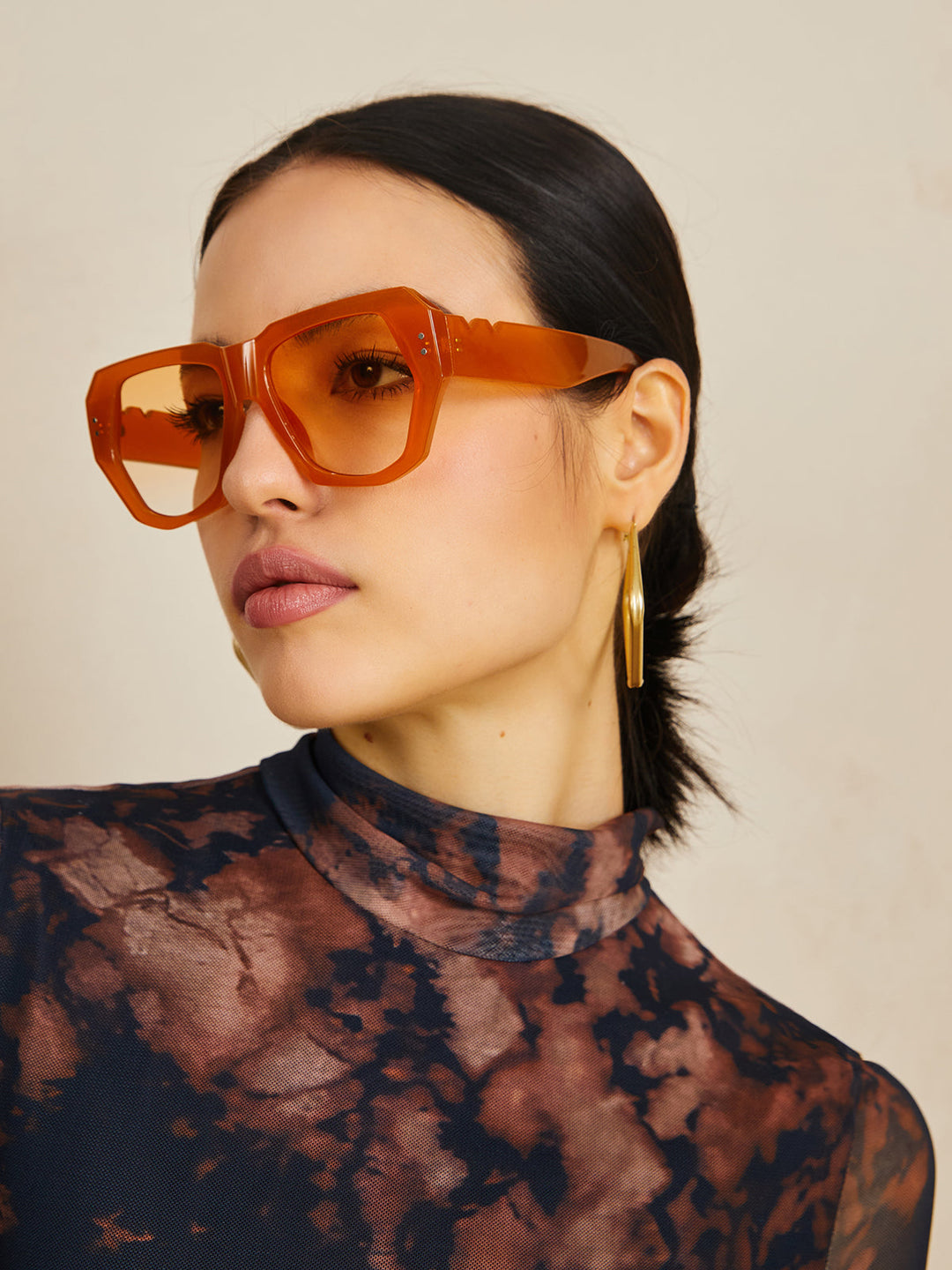 Lunettes de soleil vintage Polygon Cat Eye Rivets
