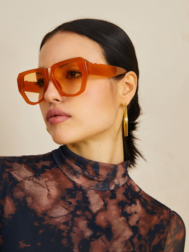 Lunettes de soleil vintage Polygon Cat Eye Rivets