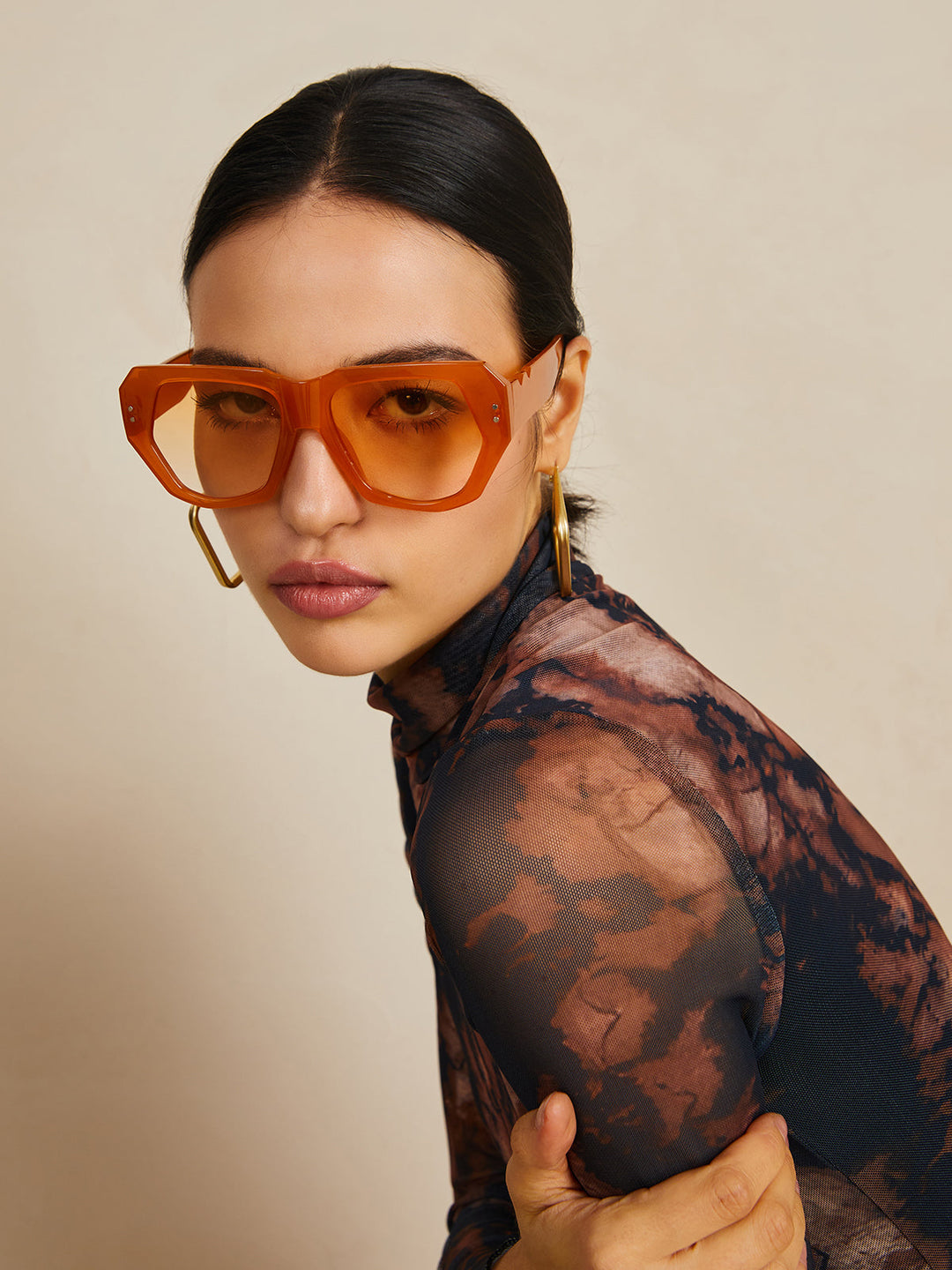 Lunettes de soleil vintage Polygon Cat Eye Rivets