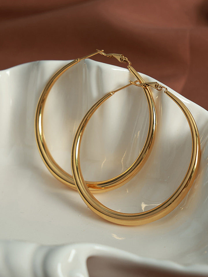 Grandes Boucles d'Oreilles Classiques Dorées