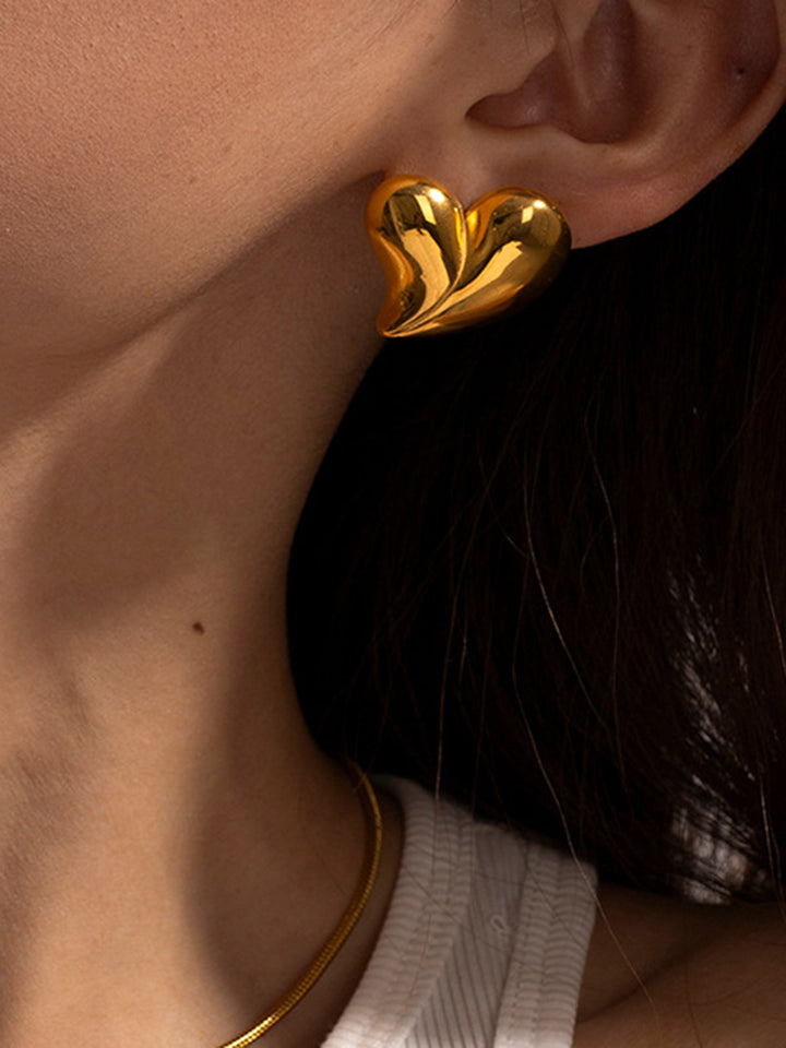 Boucles d'Oreilles Cœur Oversize Doré