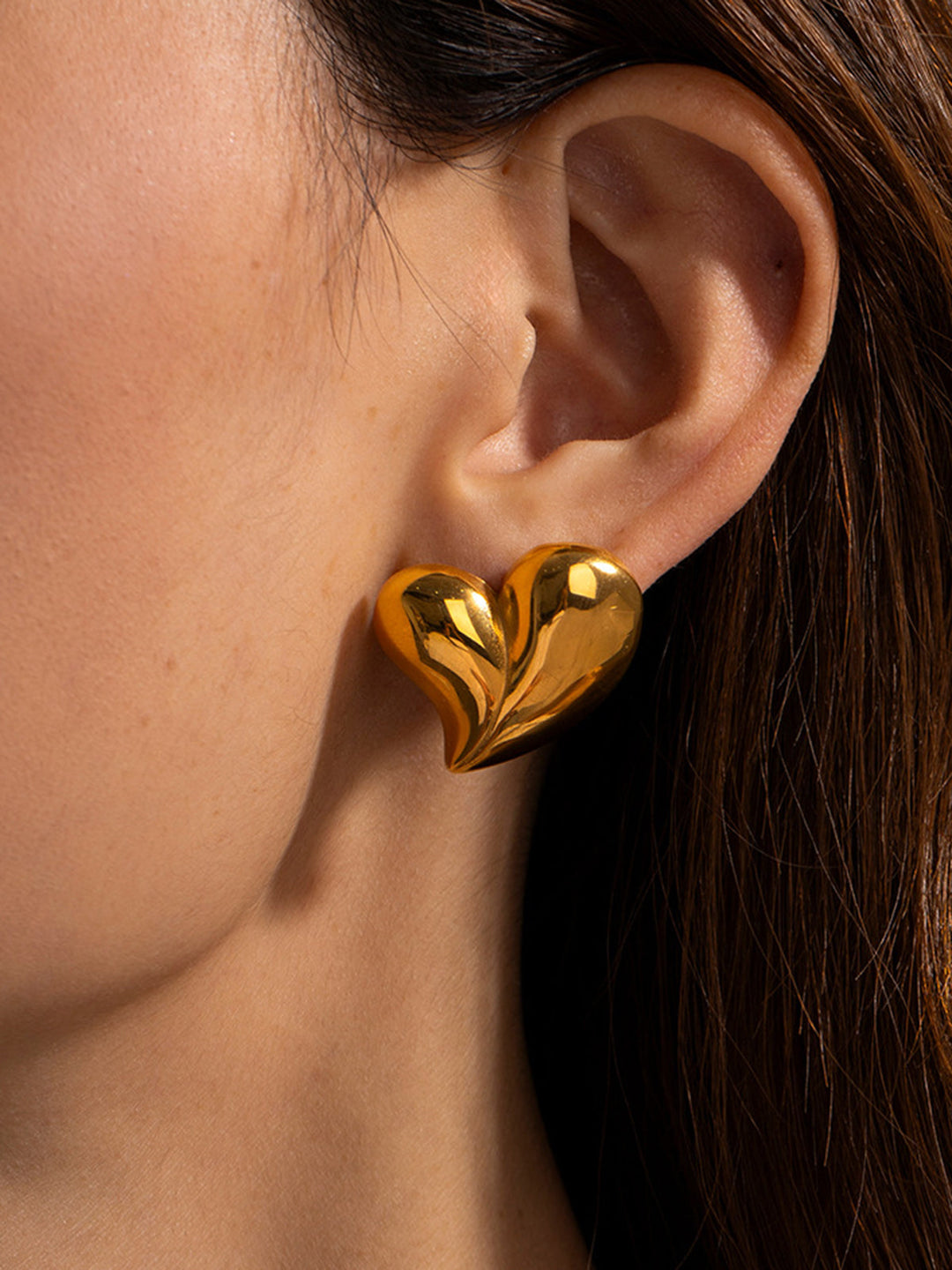 Boucles d'Oreilles Cœur Oversize Doré