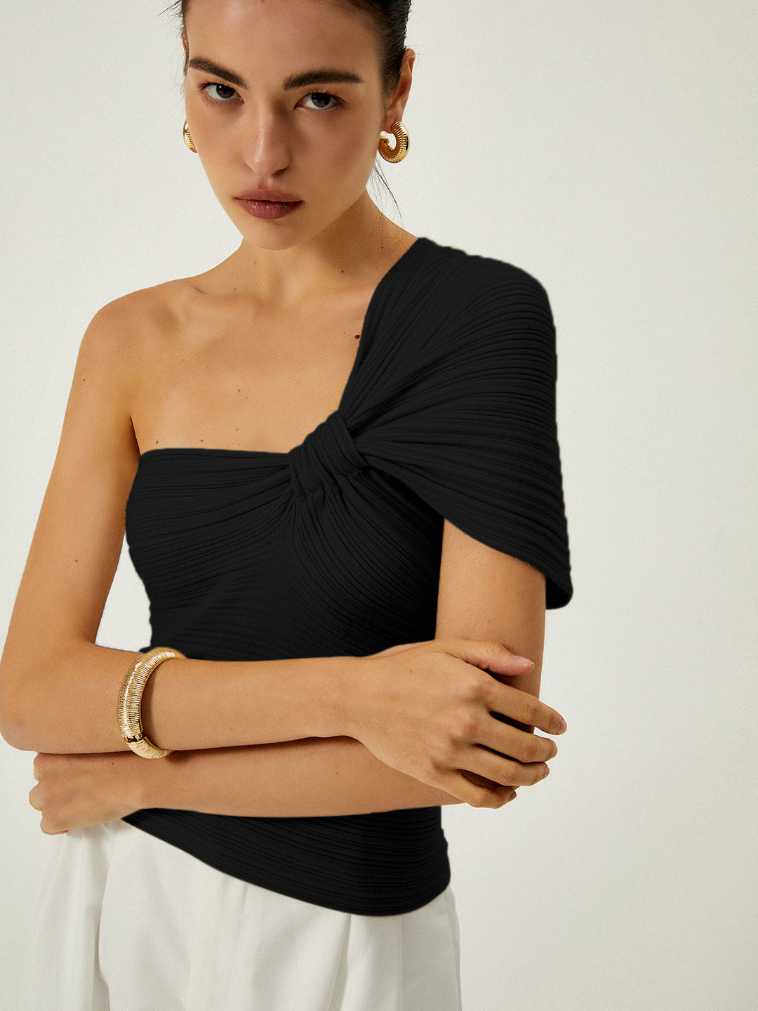 Haut En Tricot Dos Nu Asymétrique à Nouer