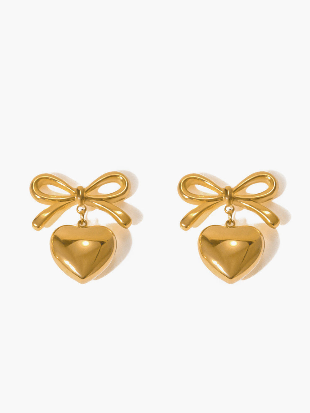 Boucles d'oreilles pendantes en forme de cœur avec ruban cadeau