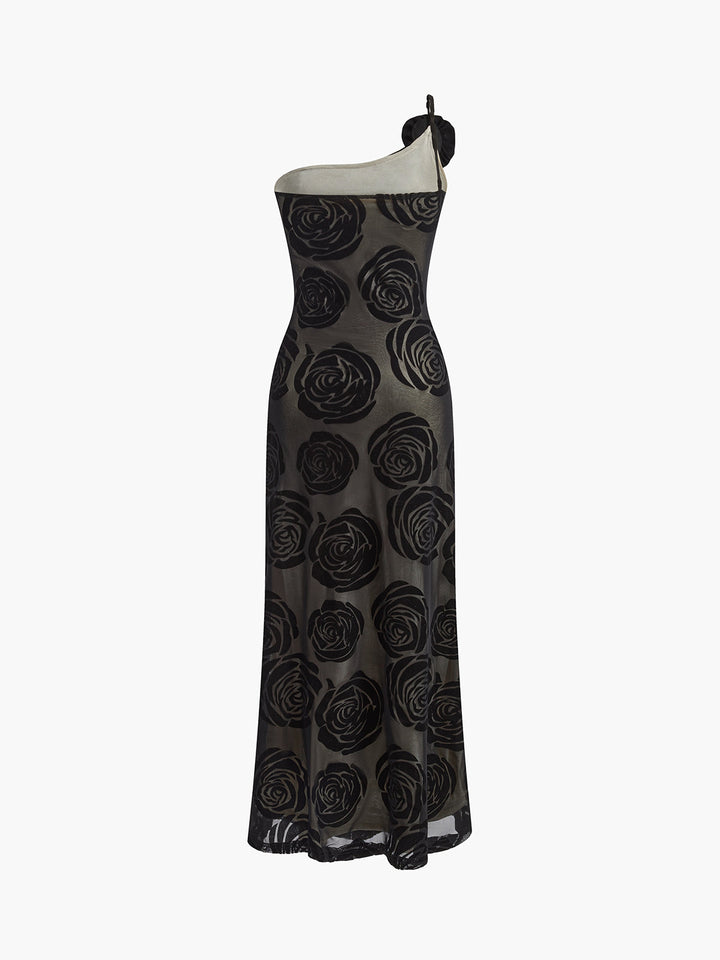 Robe Longue Asymétrique en Jacquard
