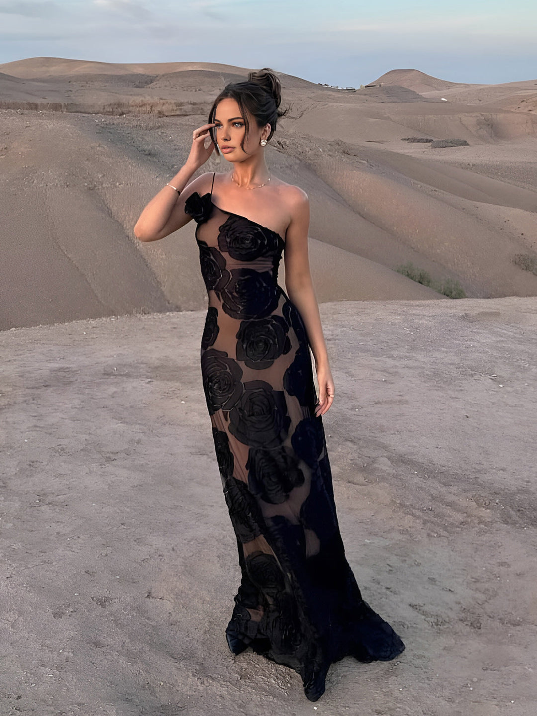 Robe Longue Asymétrique en Jacquard