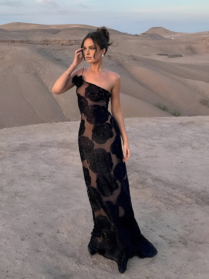 Robe Longue Asymétrique en Jacquard