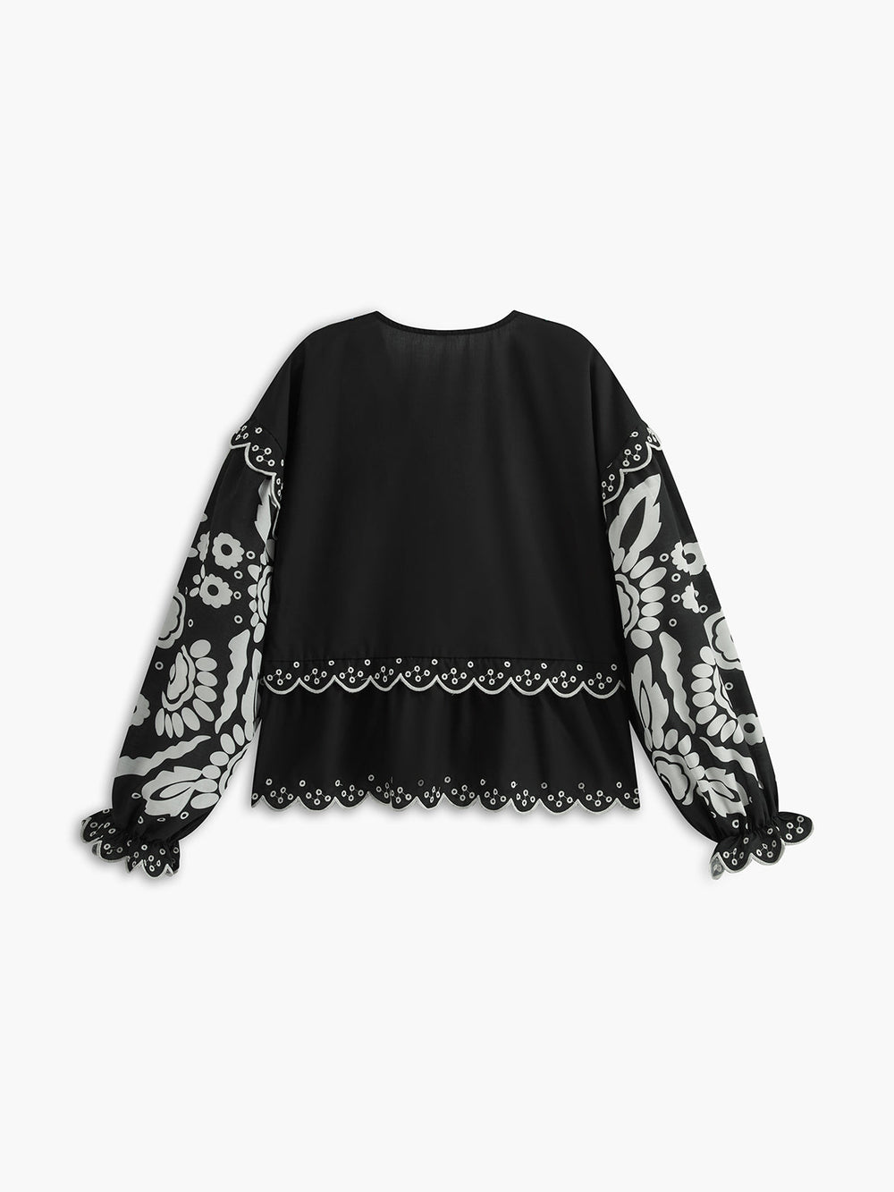 Blouse Nœud à Imprimé Volanté
