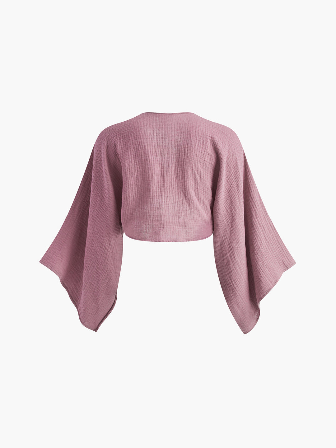 Blouse Courte à Manches Longues et Liens Devant