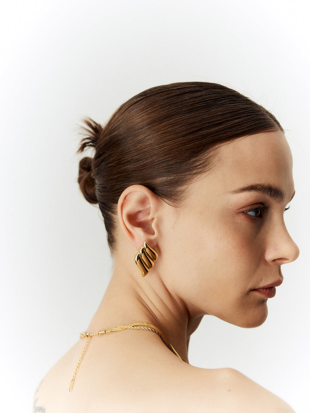 Boucles d'oreilles ailes à géométrie métallique pour vent, trois couches