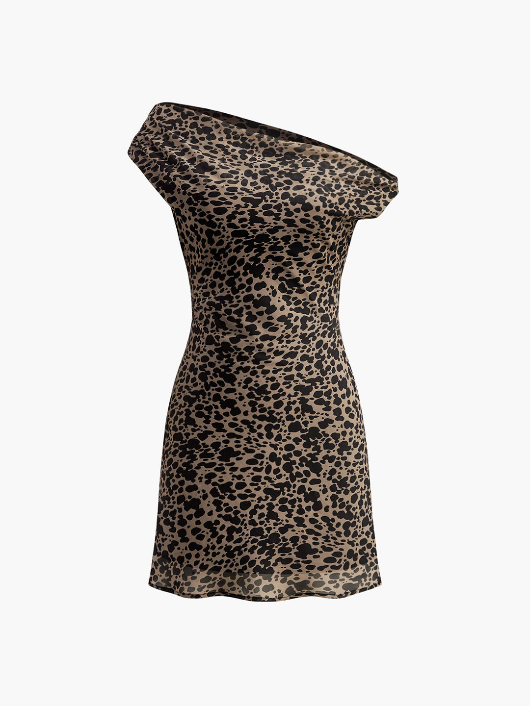 Robe Courte Imprimée à Col Asymétrique