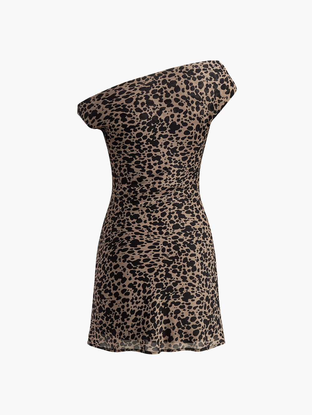 Robe Courte Imprimée à Col Asymétrique