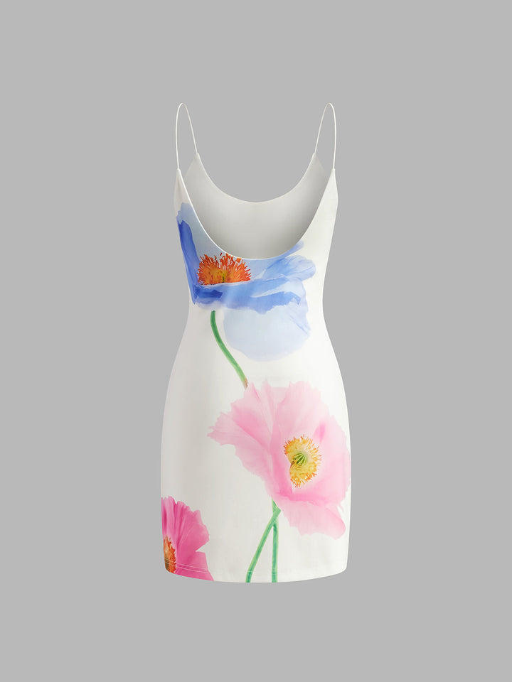 Robe Courte Fleurie Dos Nu