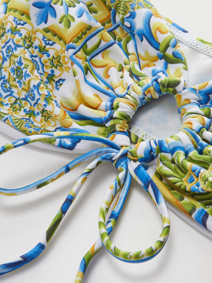 Ensemble de bikini noué à imprimé sans bretelles