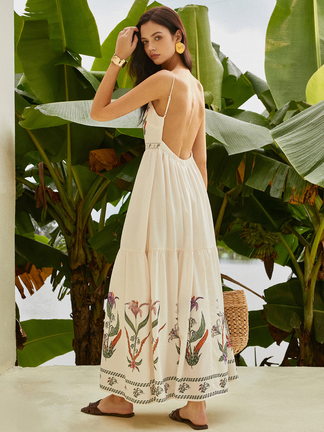 Robe Fleurie Plissée Sans Dos