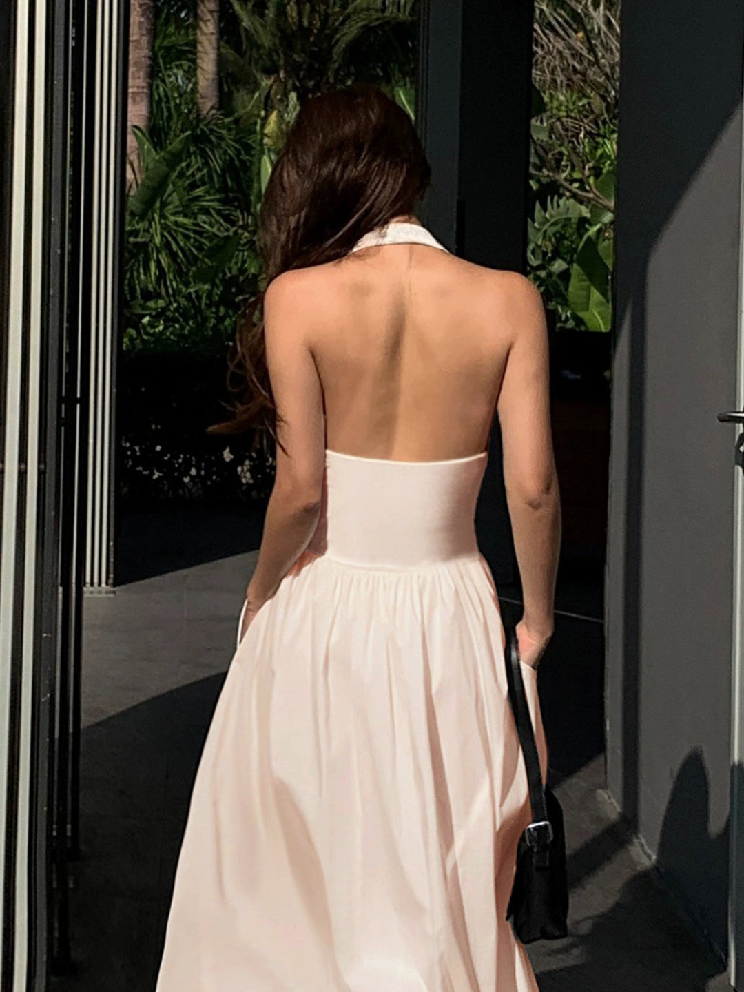 Robe Halter Sans Dos à Poches