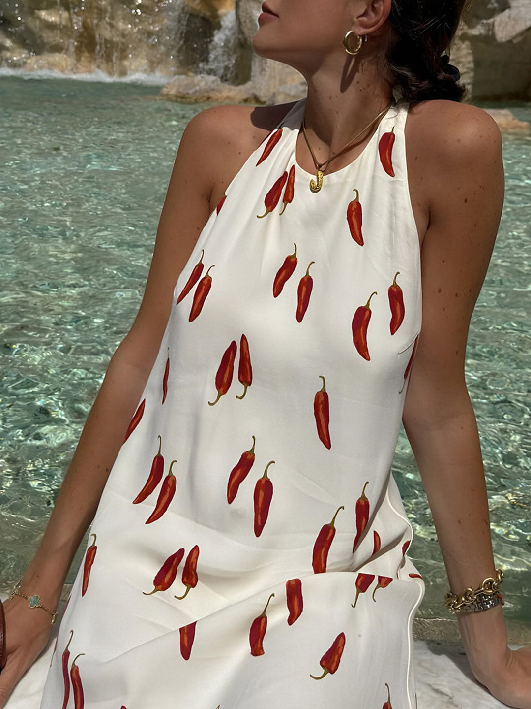 Robe Courte Imprimée Sans Dos