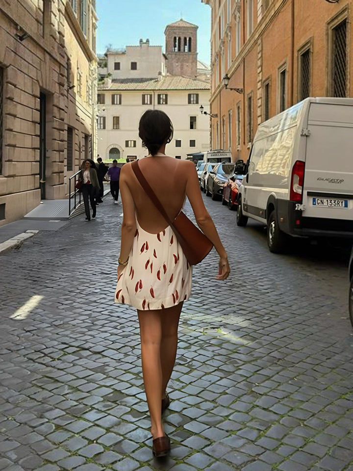 Robe Courte Imprimée Sans Dos