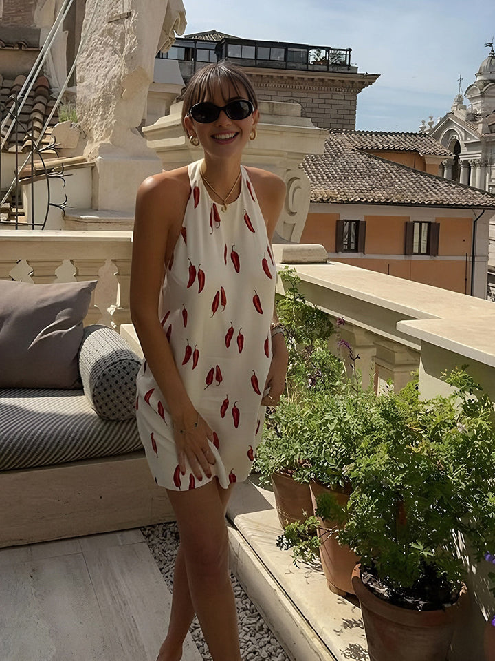Robe Courte Imprimée Sans Dos