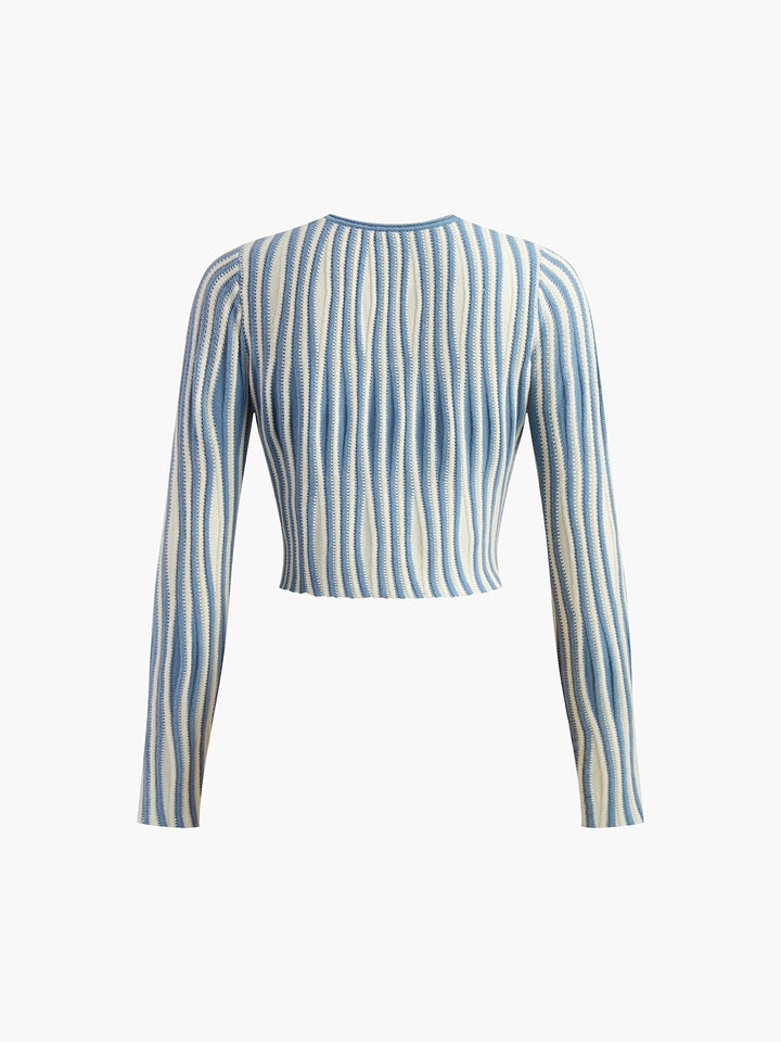 Cardigan en maille à lacets à rayures diplomatiques